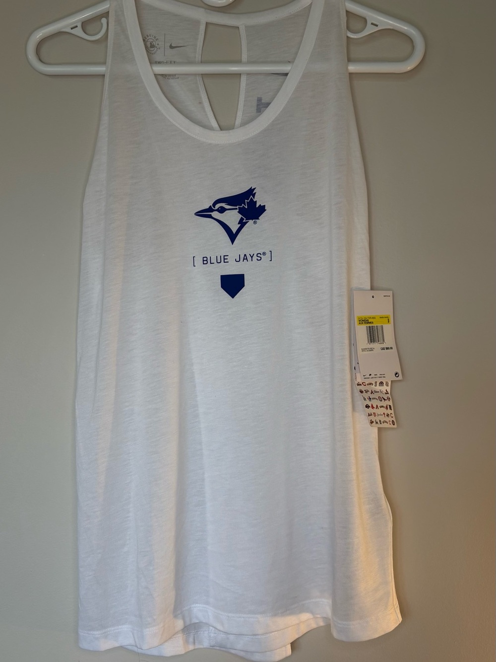 Nike White Tank Top with Blue Toronto Blue Jays Logo